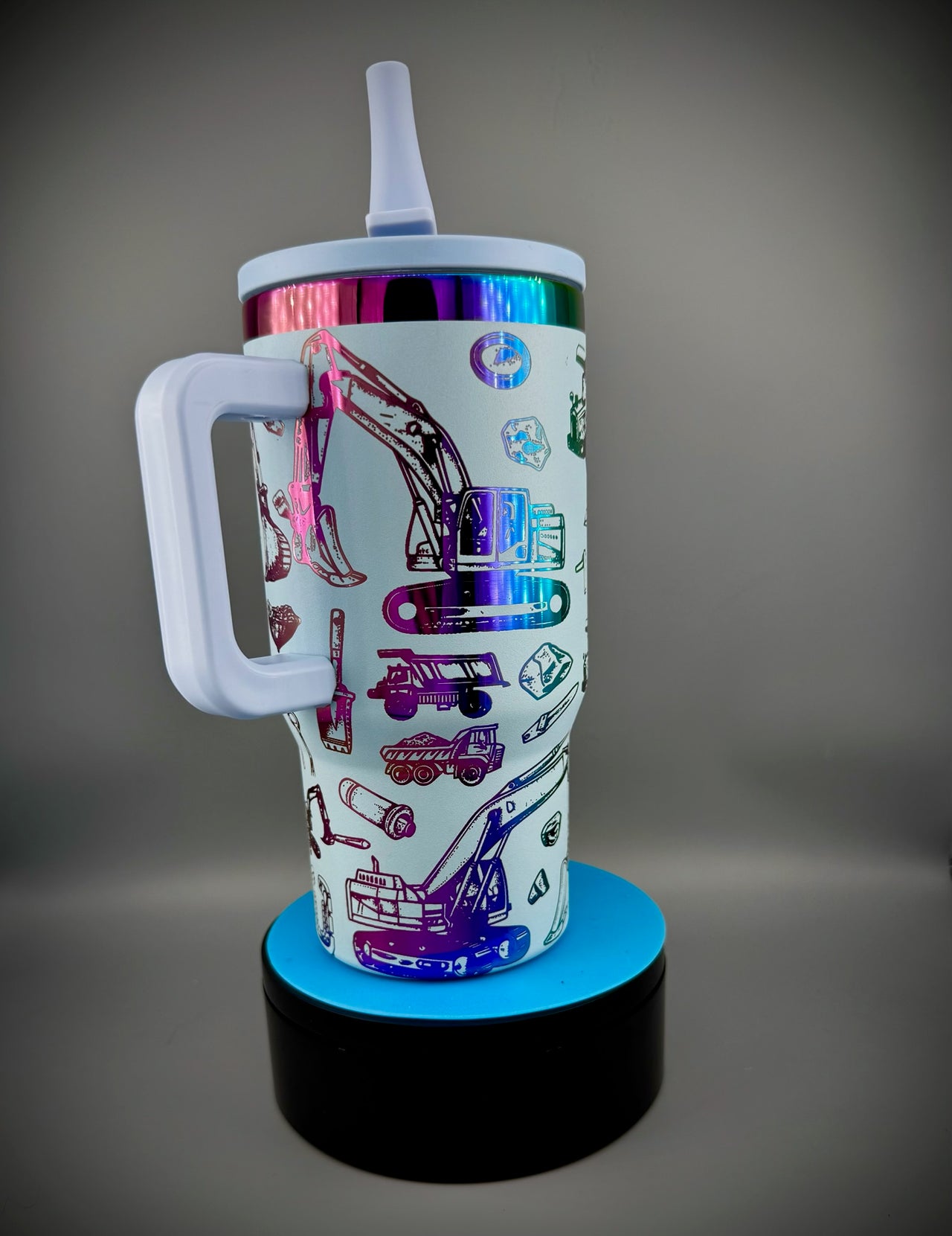 Excavator 20 oz Children's Tumbler – Metallic Engraved with Built-In Straw