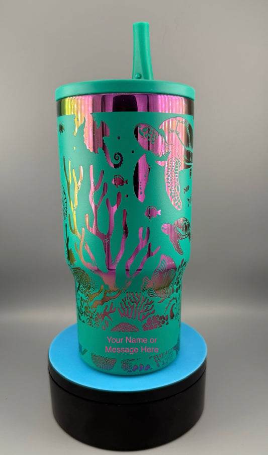 Under the Sea 20 oz Tumbler – Metallic Engraved with Built-In Straw