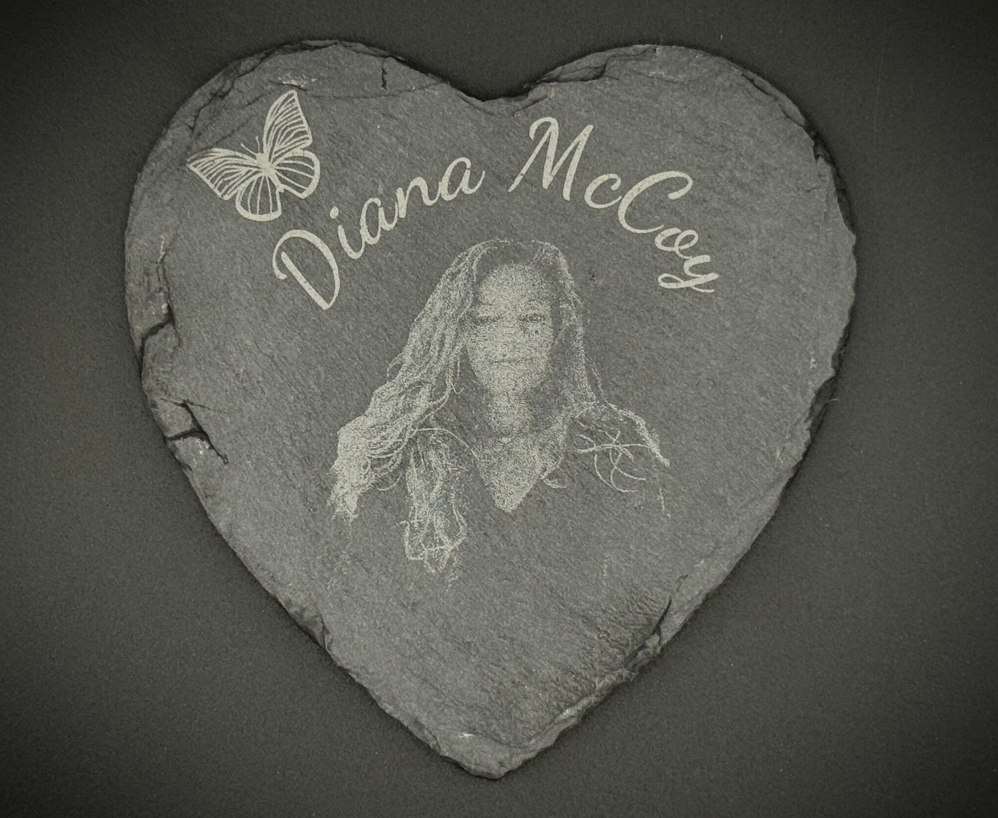 Forever in Stone – Heart-Shaped Custom Photo Slate Coaster