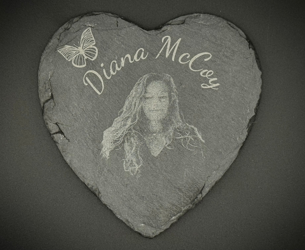 Forever in Stone – Heart-Shaped Custom Photo Slate Coaster