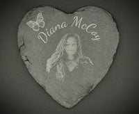 Forever in Stone – Heart-Shaped Custom Photo Slate Coaster