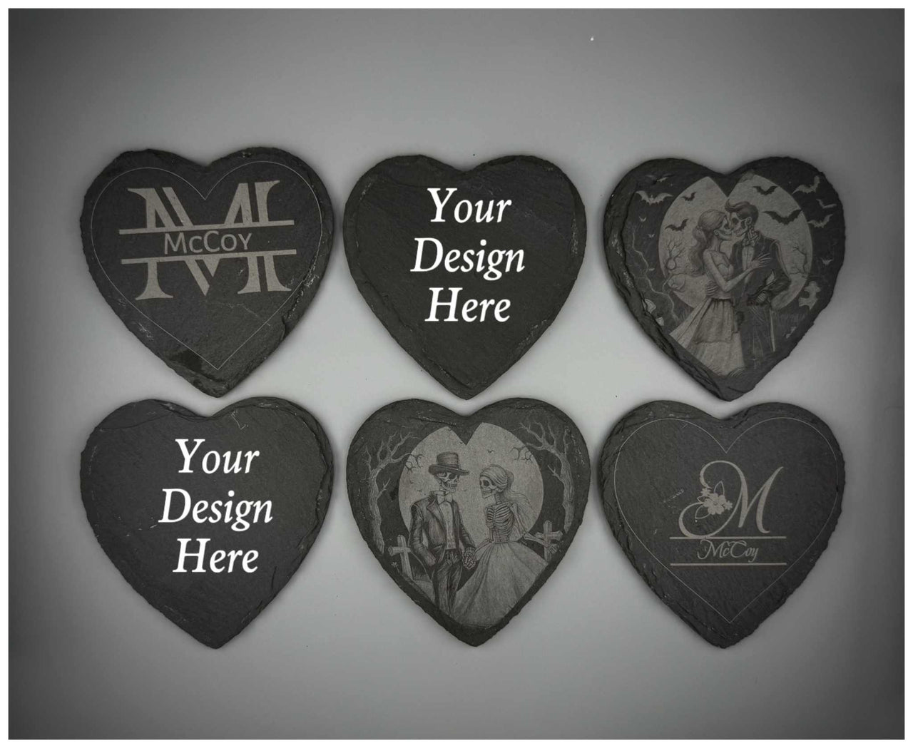 Sip with Love – Personalized Heart-Shaped Slate Coaster