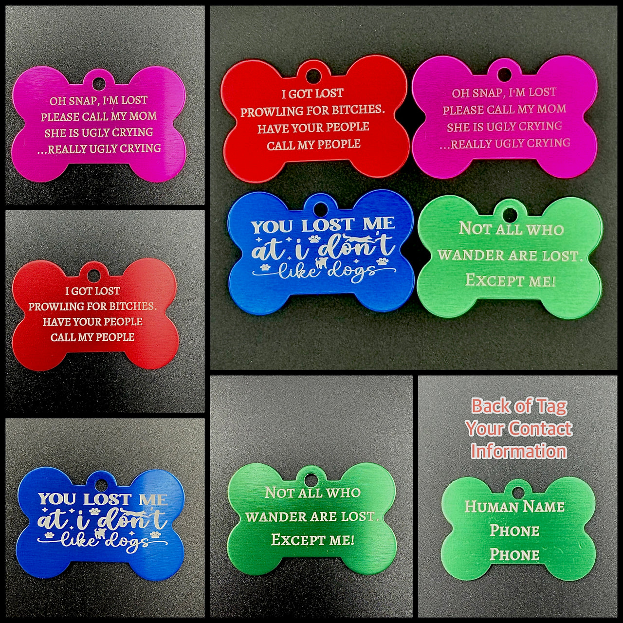 Dog Tags with Personality – Custom Engraved in 15 Colors & Shapes