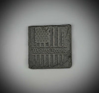 We The People square slate coaster with American flag engraving and heat-resistant design