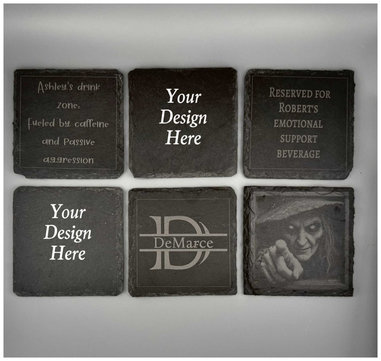 Sip Happens – Personalized Square Slate Coaster