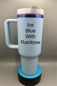 40 oz Tipsy Skeleton Tumbler with colorful metallic skull design and spill-resistant lid	